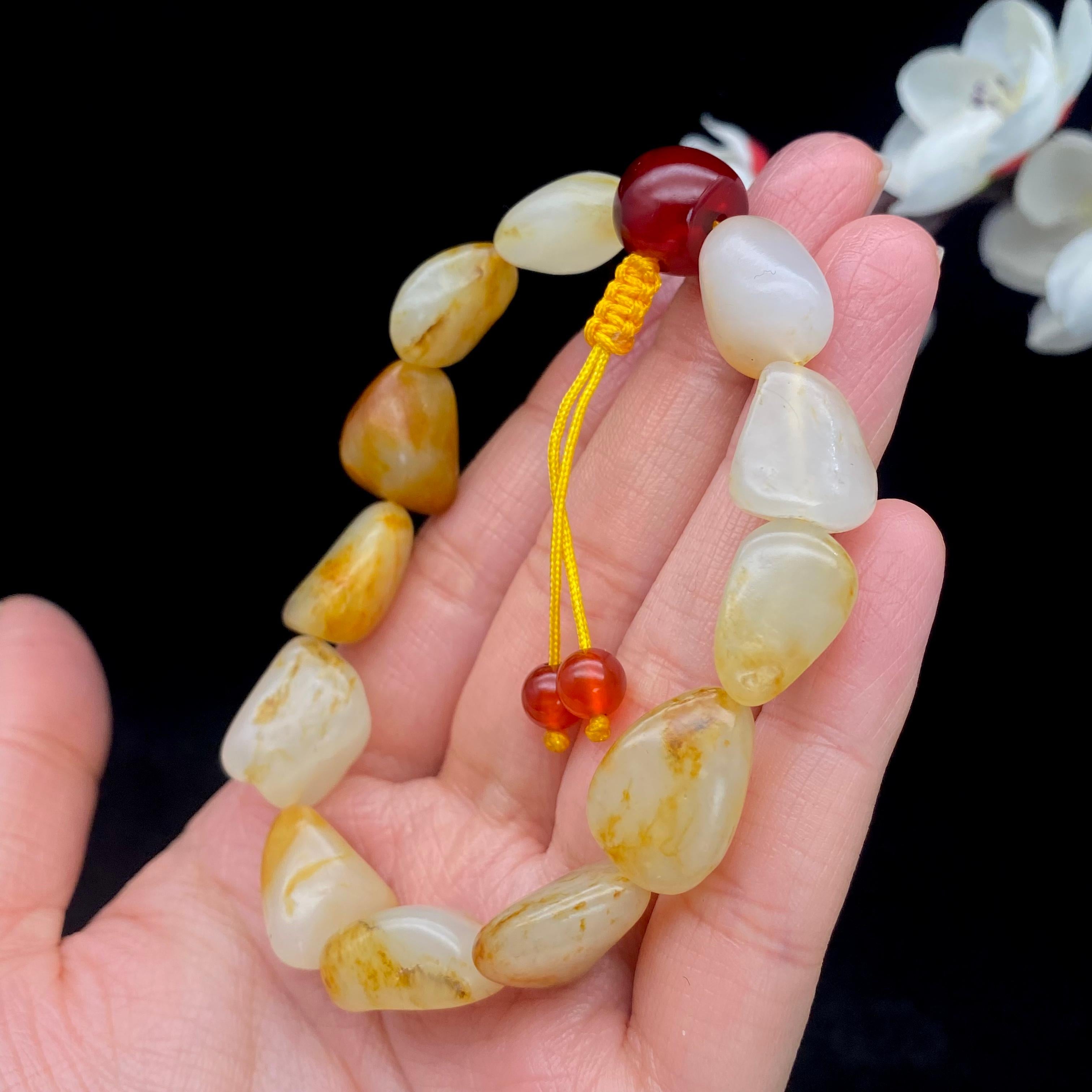 和田玉洒金皮籽料【精品手串】（33.5g）