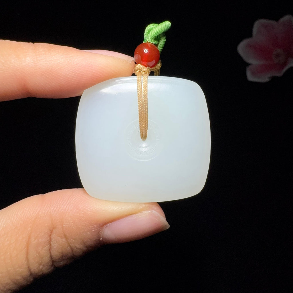 和田玉白玉方形平安扣（21.1g）