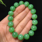 传承级碧玉粉绿猫眼圆珠手串（43.6g）