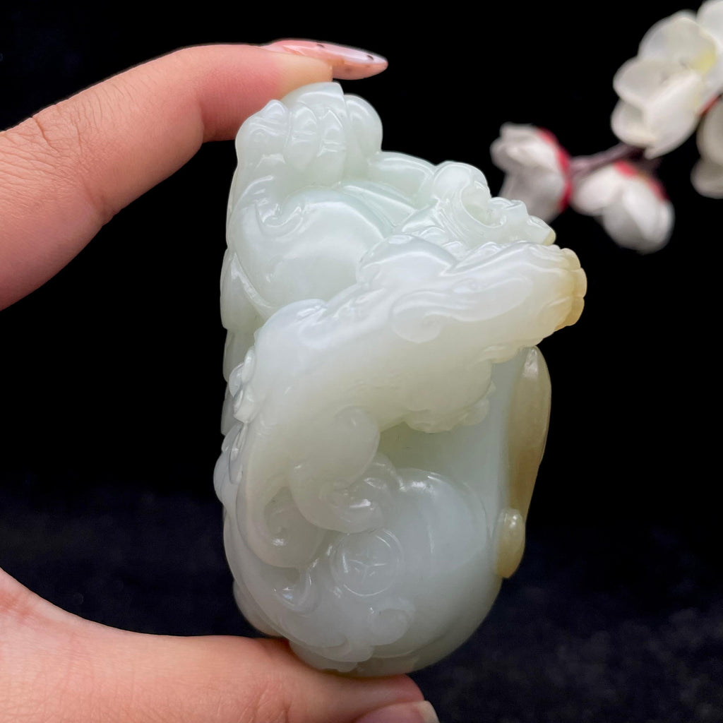 和田玉糖白【携子上朝】手把件（225.5g）