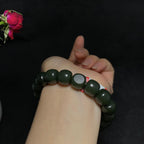 收藏级和田玉籽料沙枣青老型珠手串（67.6g）