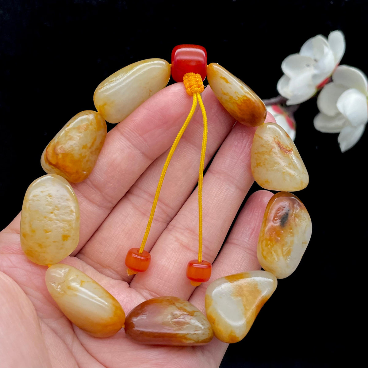 和田玉红皮籽料【精品手串】（55.2g）
