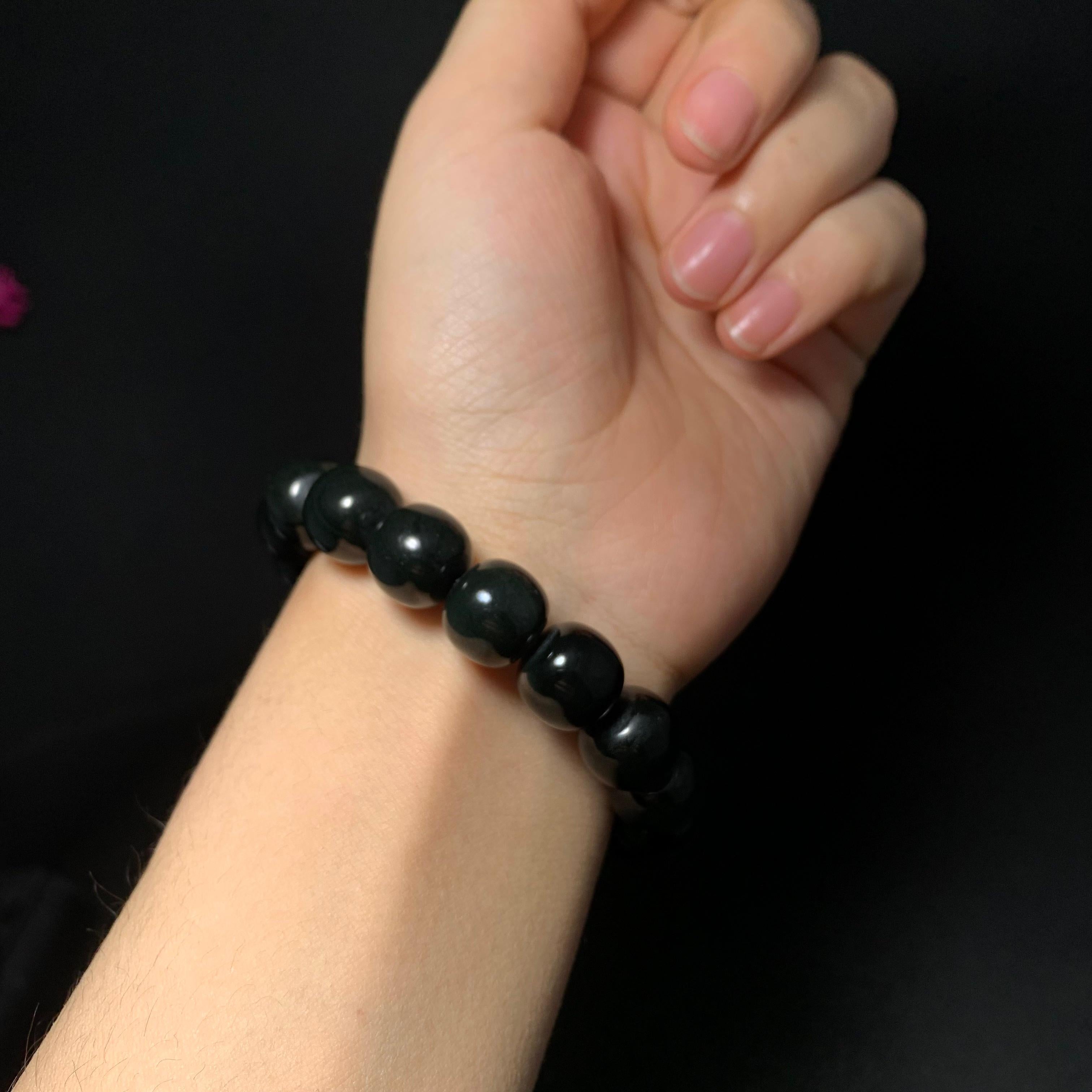 和田山料黑青老型珠手串（62.1g）