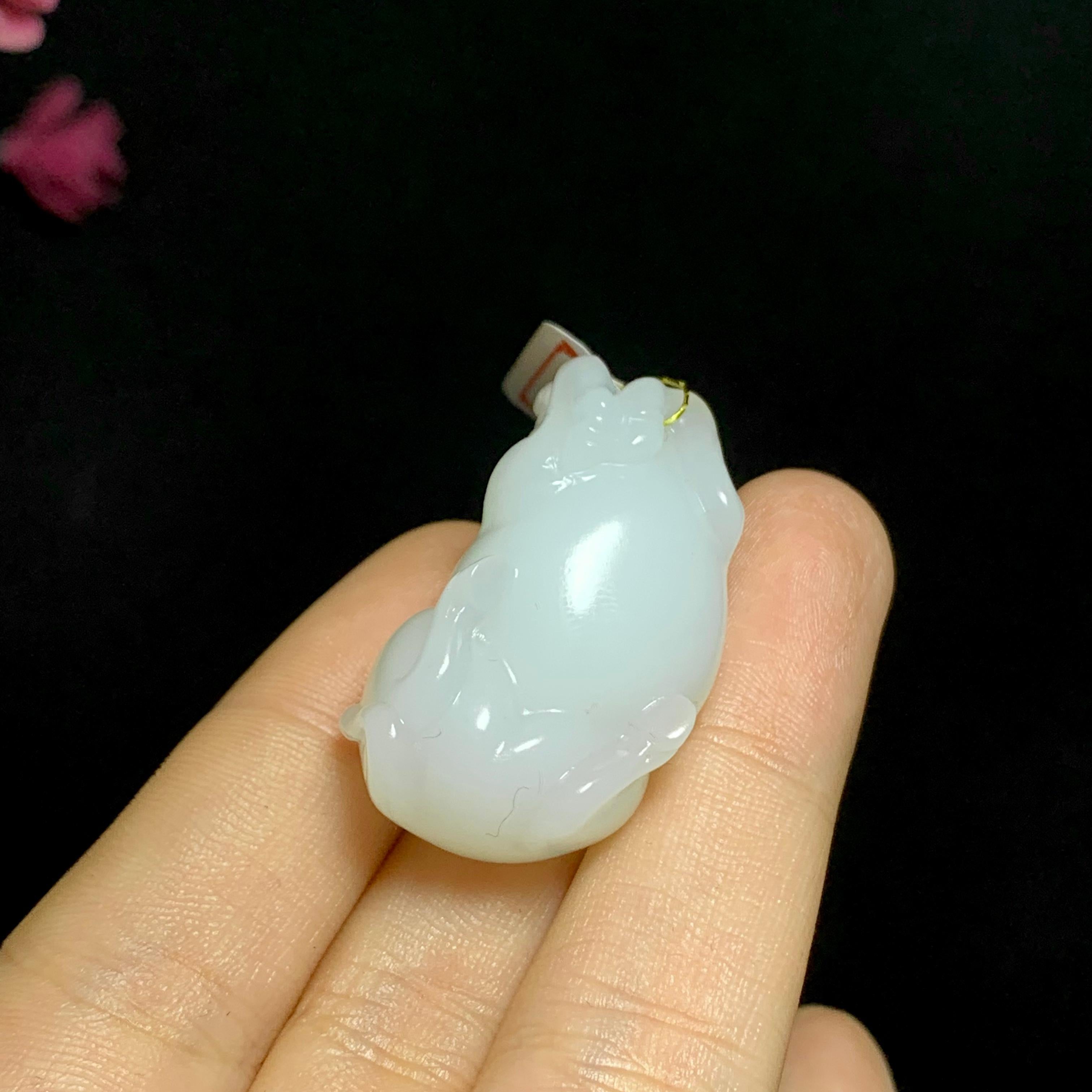 精品和田白玉生肖立体牛（20.7g）