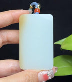 新疆和田玉天地糖白羊脂玉平安无事牌（64.0g）