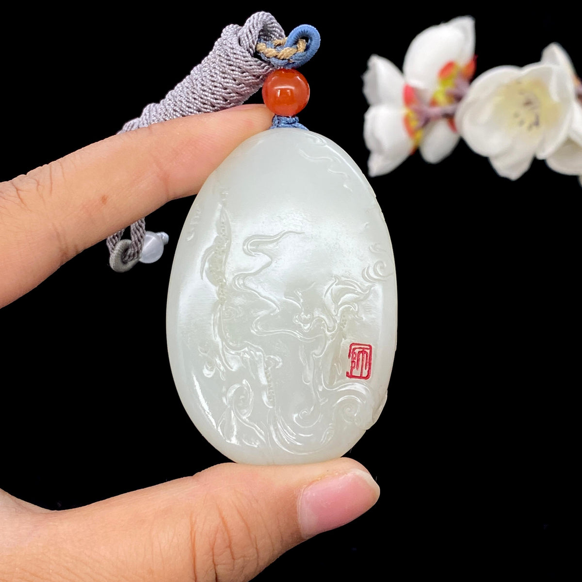 和田玉白玉籽料【花开富贵】（60.3g）