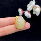 和田玉-洒金皮白肉籽料18k金镶【包金戒指】（8.5g）