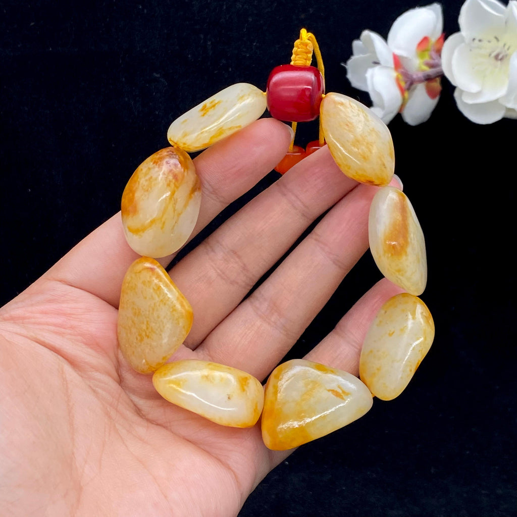 和田玉洒金皮籽料【精品手串】（94.9g）