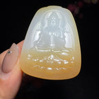 和田玉糖白挂件莲花观音（37.8g）