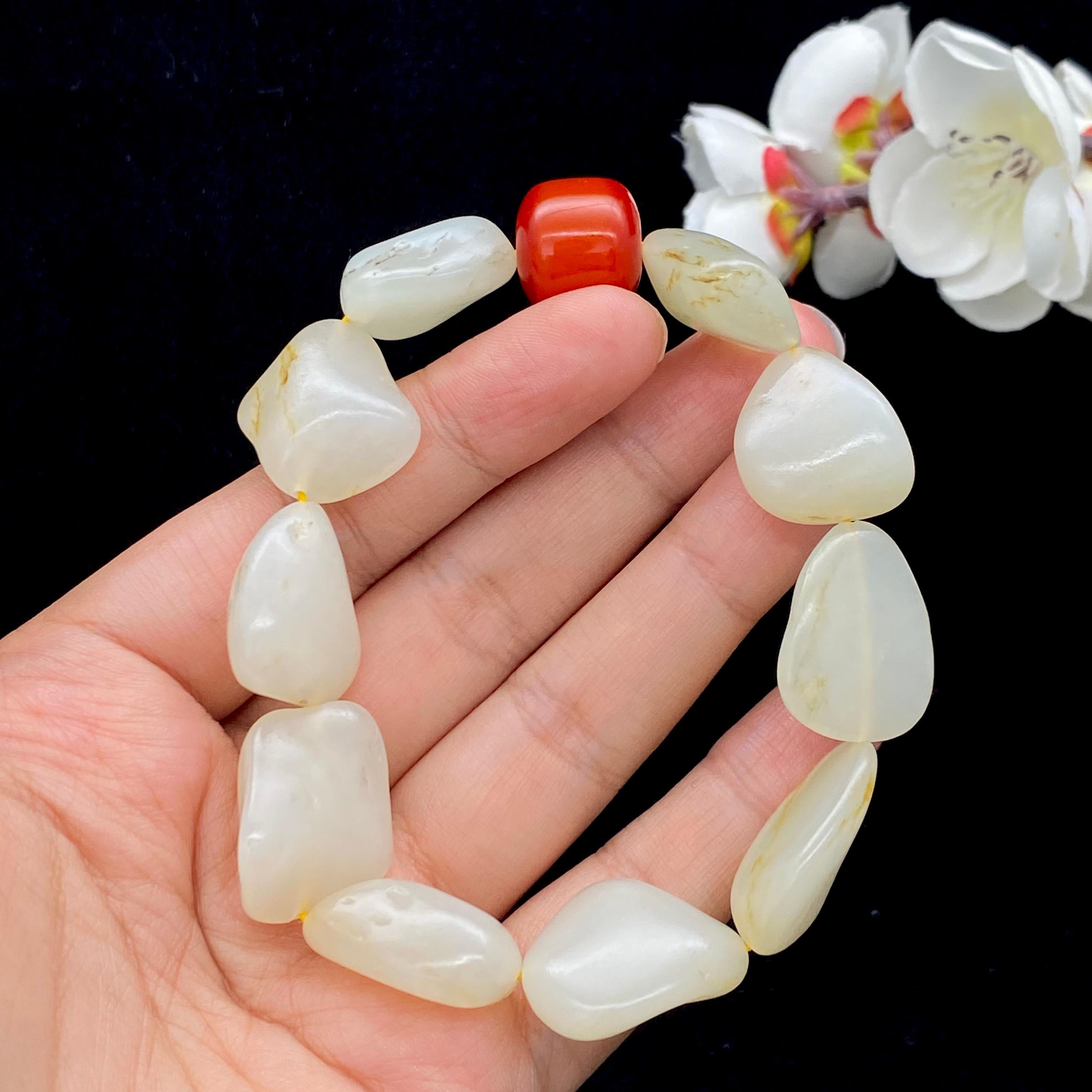 和田玉白玉籽料【精品手串】（55.1g）
