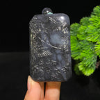 和田玉籽料青花山水牌挂件（86.3g）