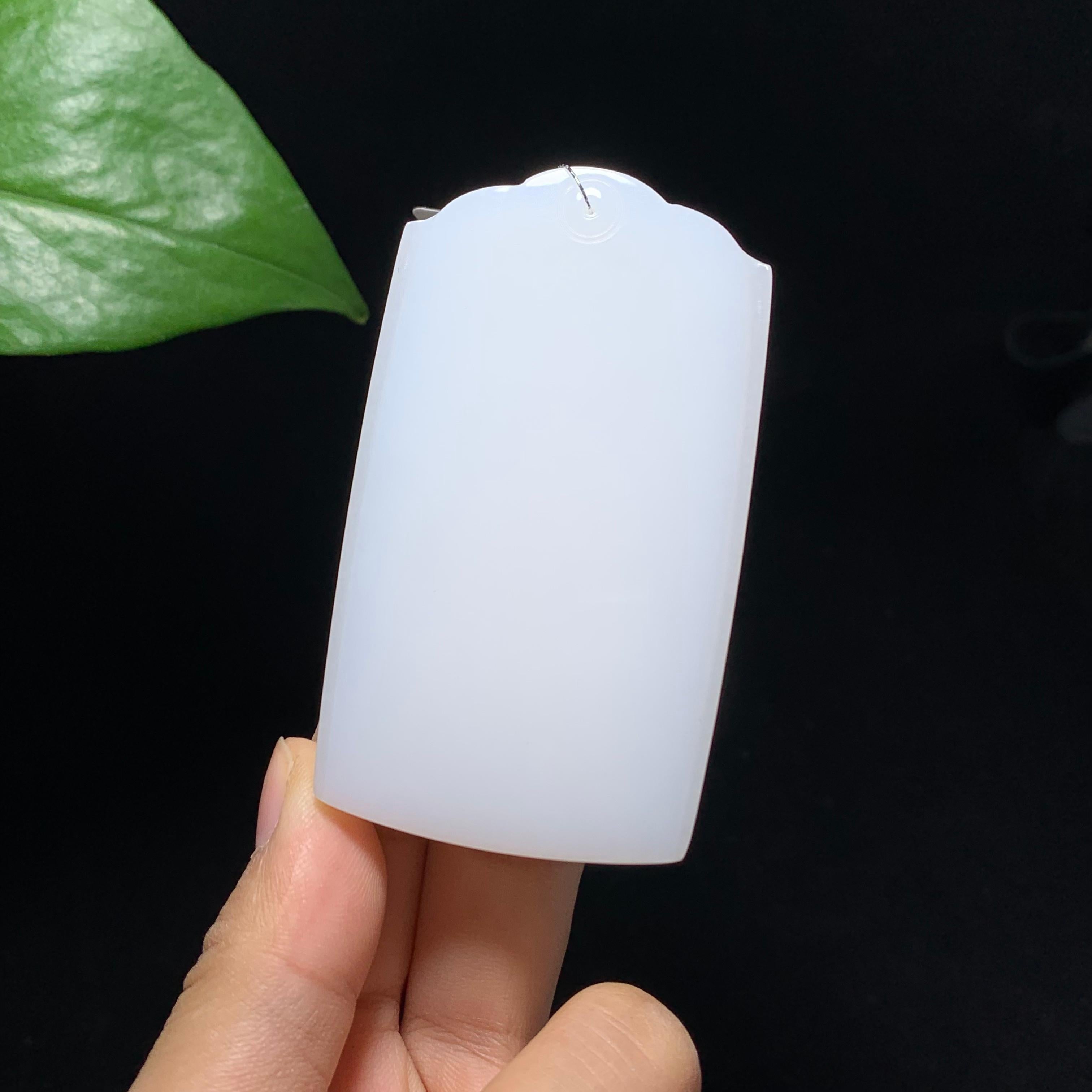 收藏级和田山料羊脂白玉无事牌挂件（90.8g）