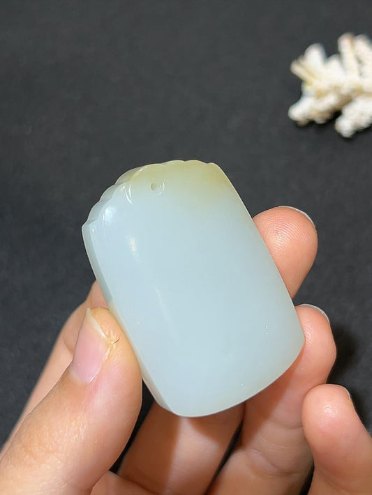 和田玉且末料糖白平安无事牌（28.8g）