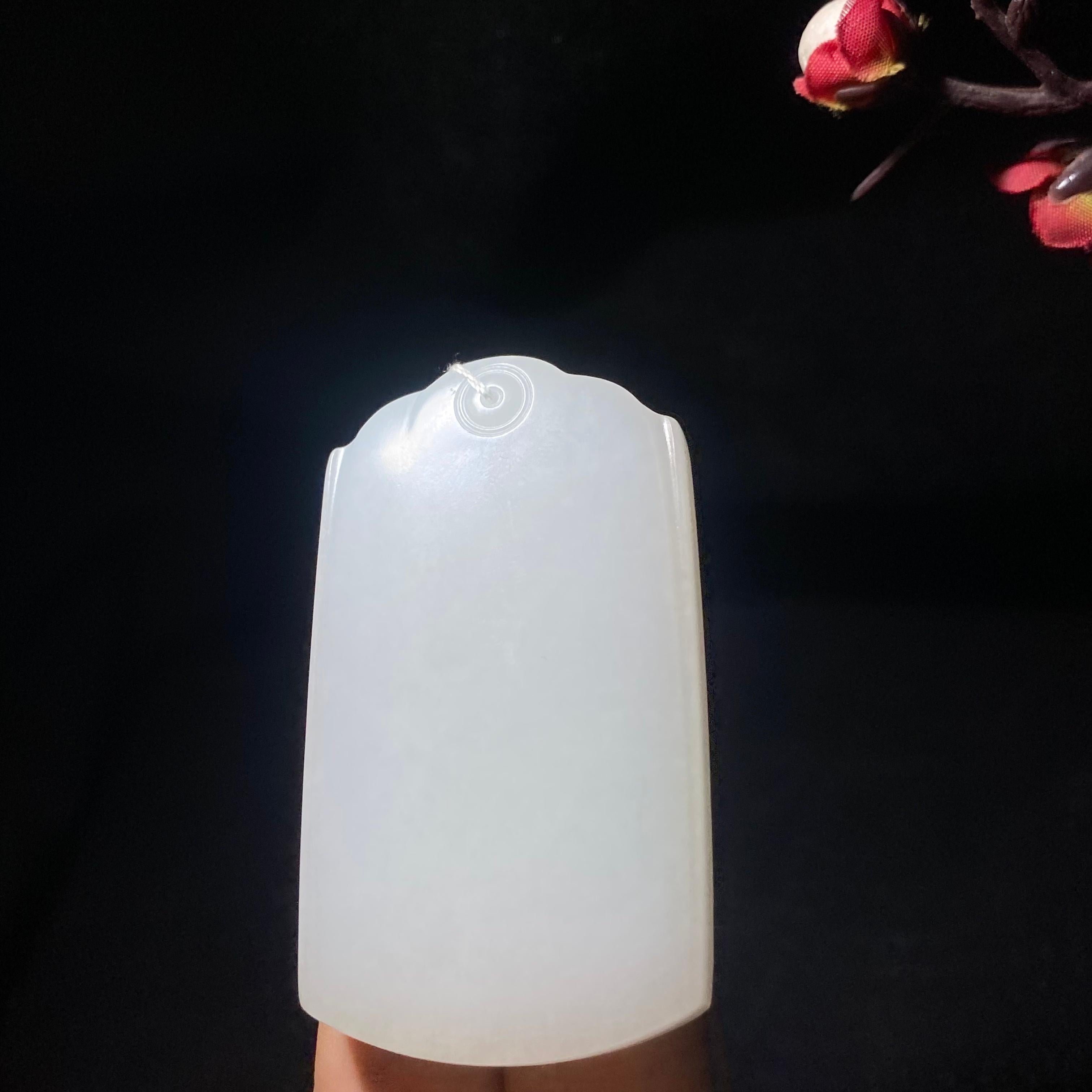 收藏级和田羊脂白玉无事牌（55.6g）