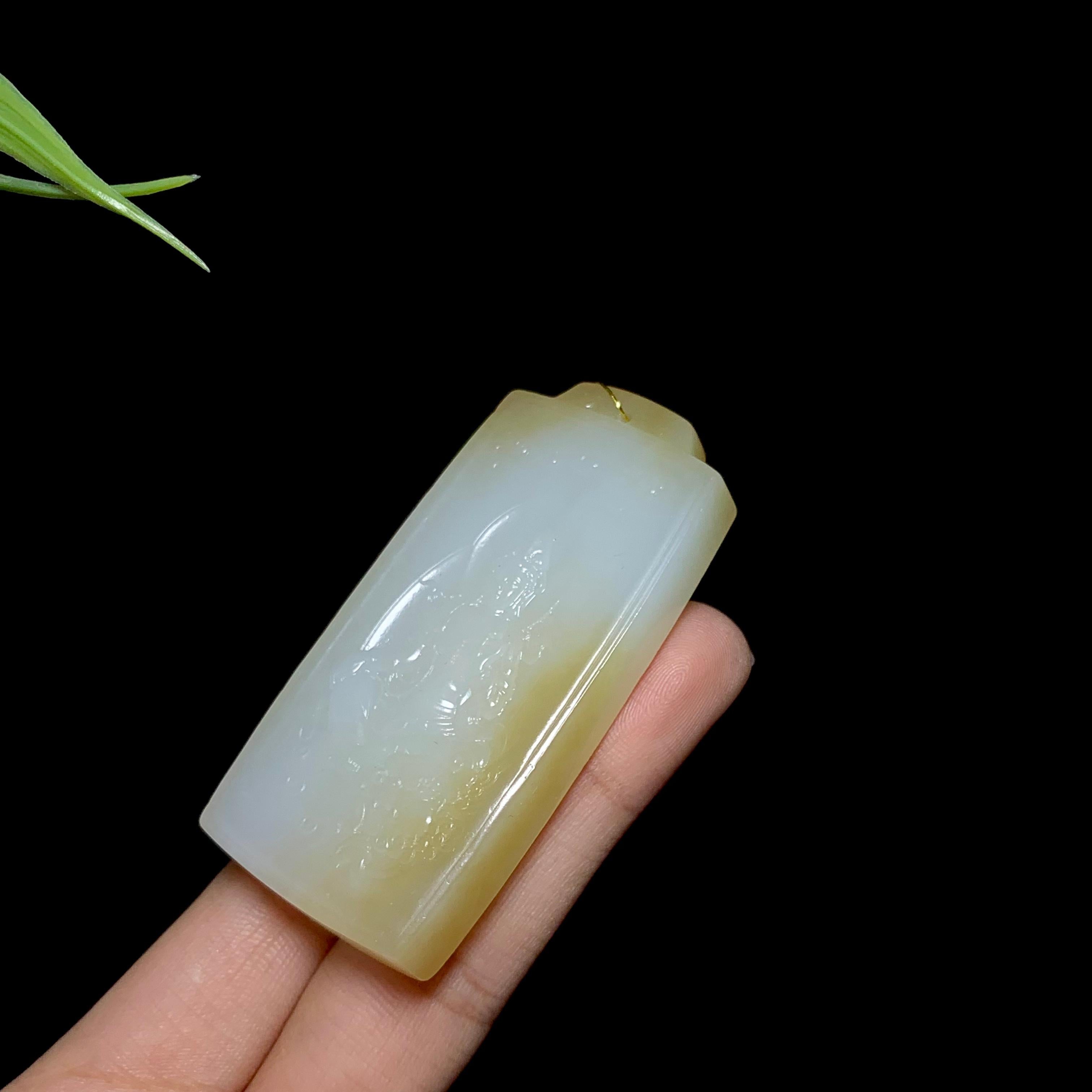 和田山料糖白玉文殊菩萨挂件（44.6g）