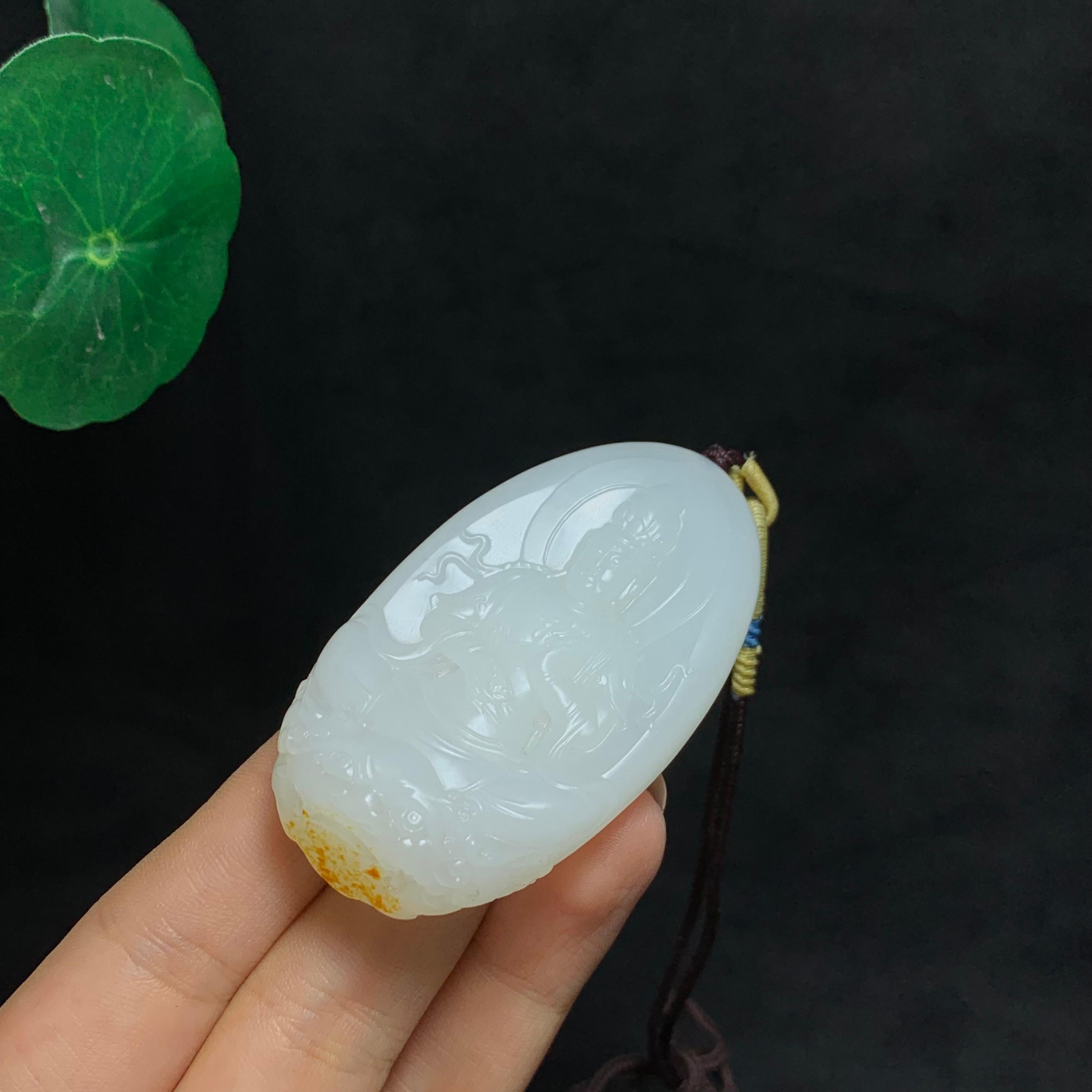 和田籽料羊脂白玉观音（53.0g）