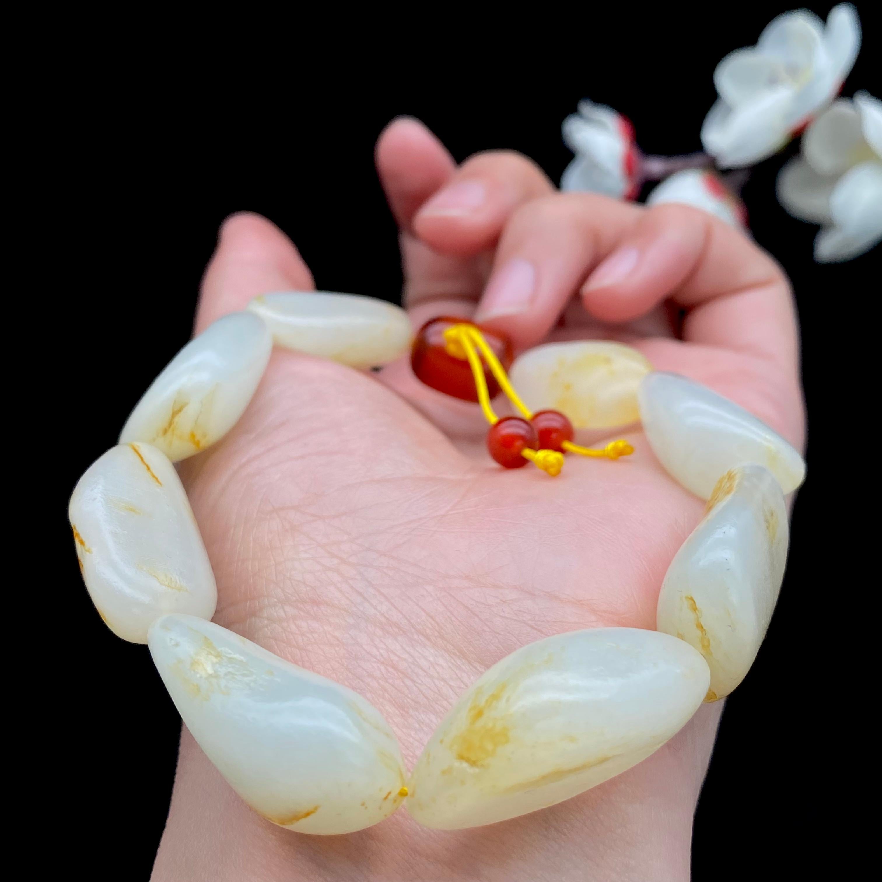 和田玉洒金皮籽料【精品手串】（57.3g）