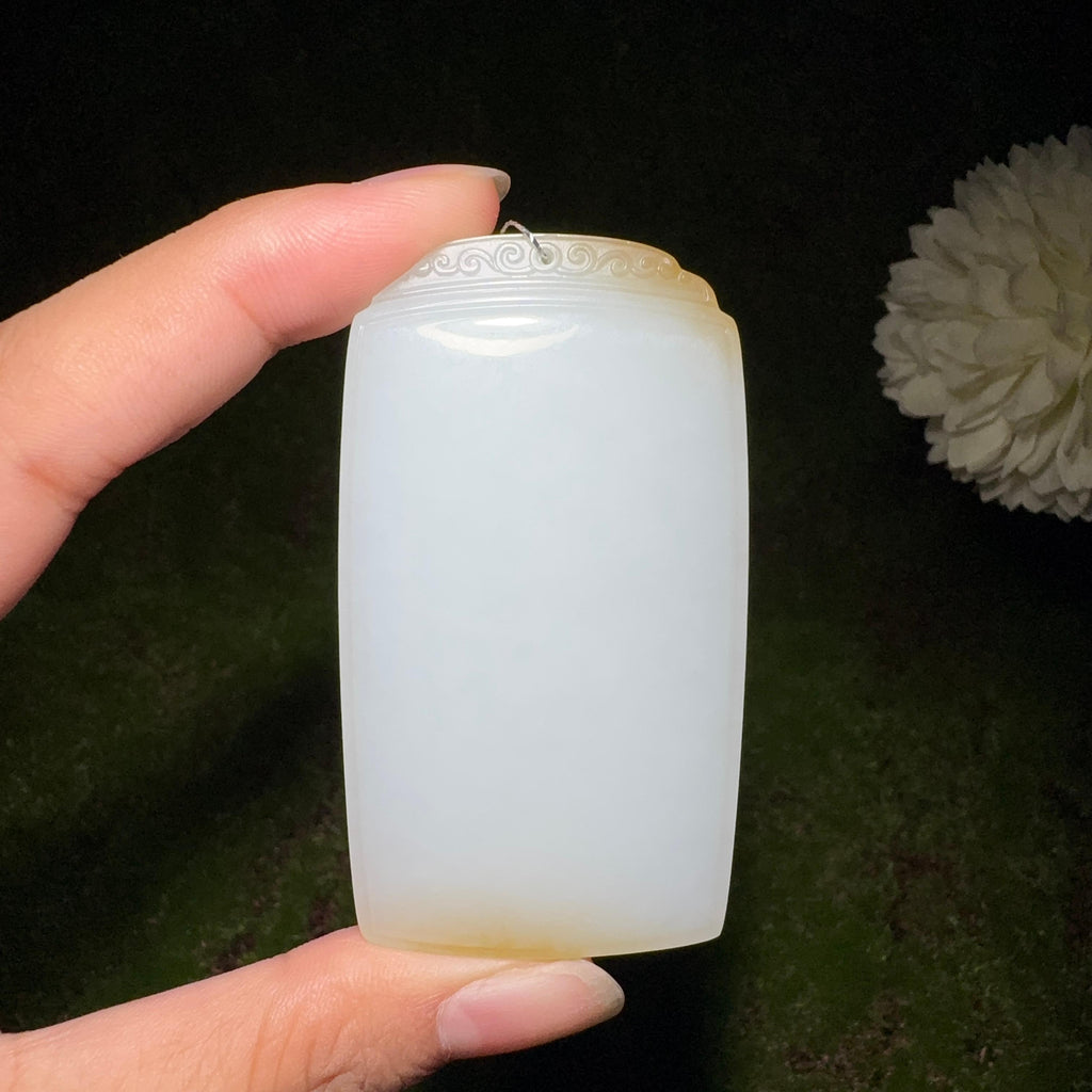 和田玉糖白平安无事牌（65.0g）