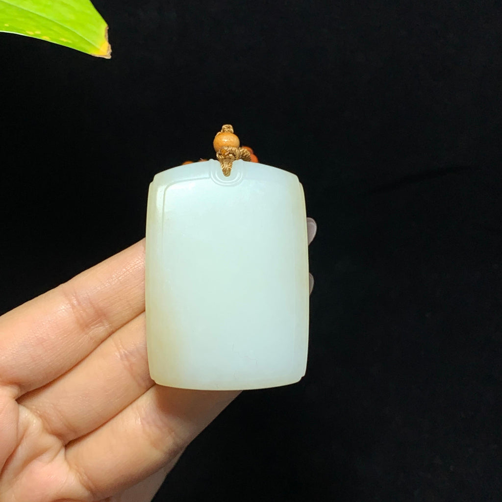 和田山料糖白玉无事牌挂件（60.0g）