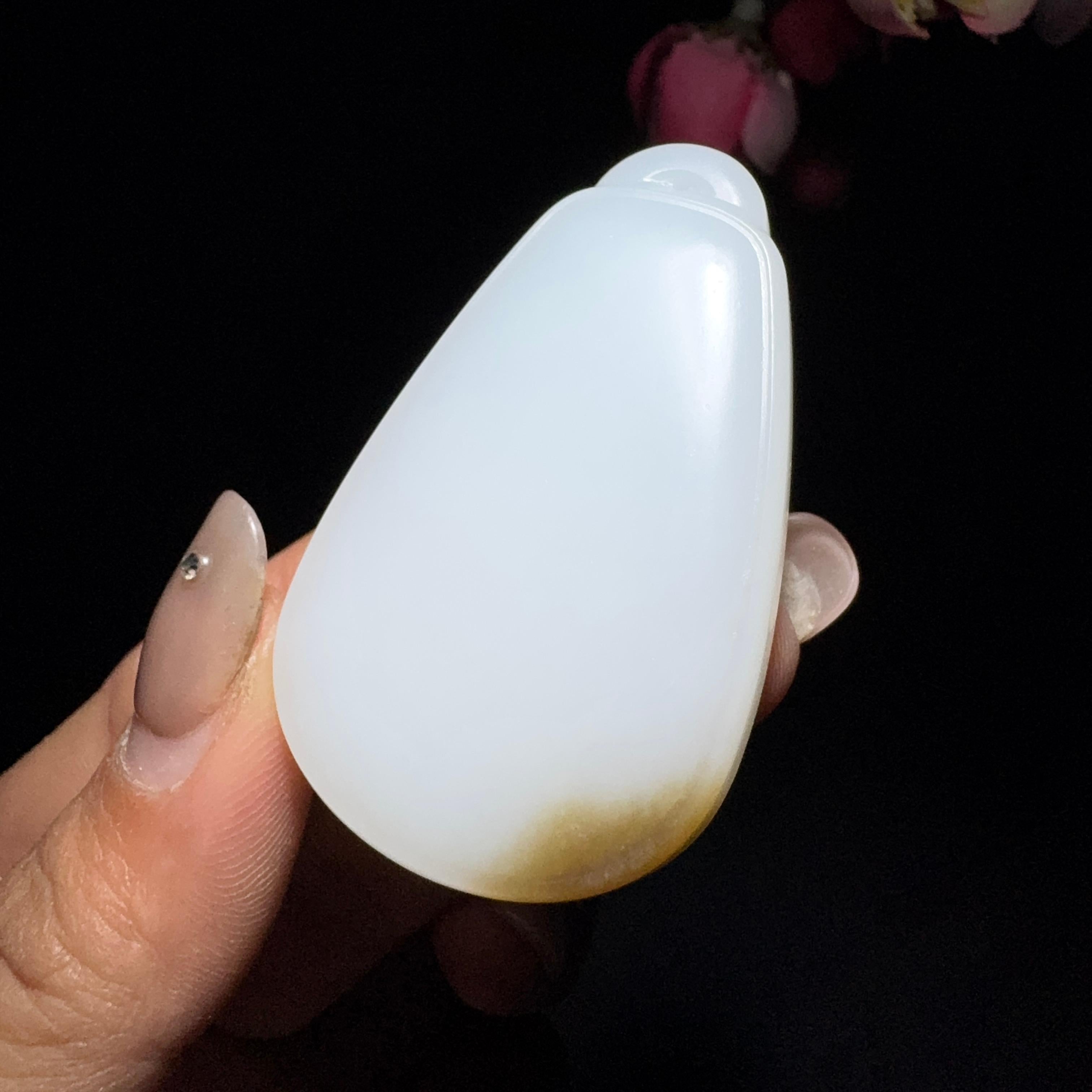 和田玉糖白平安无事牌（31.6g）