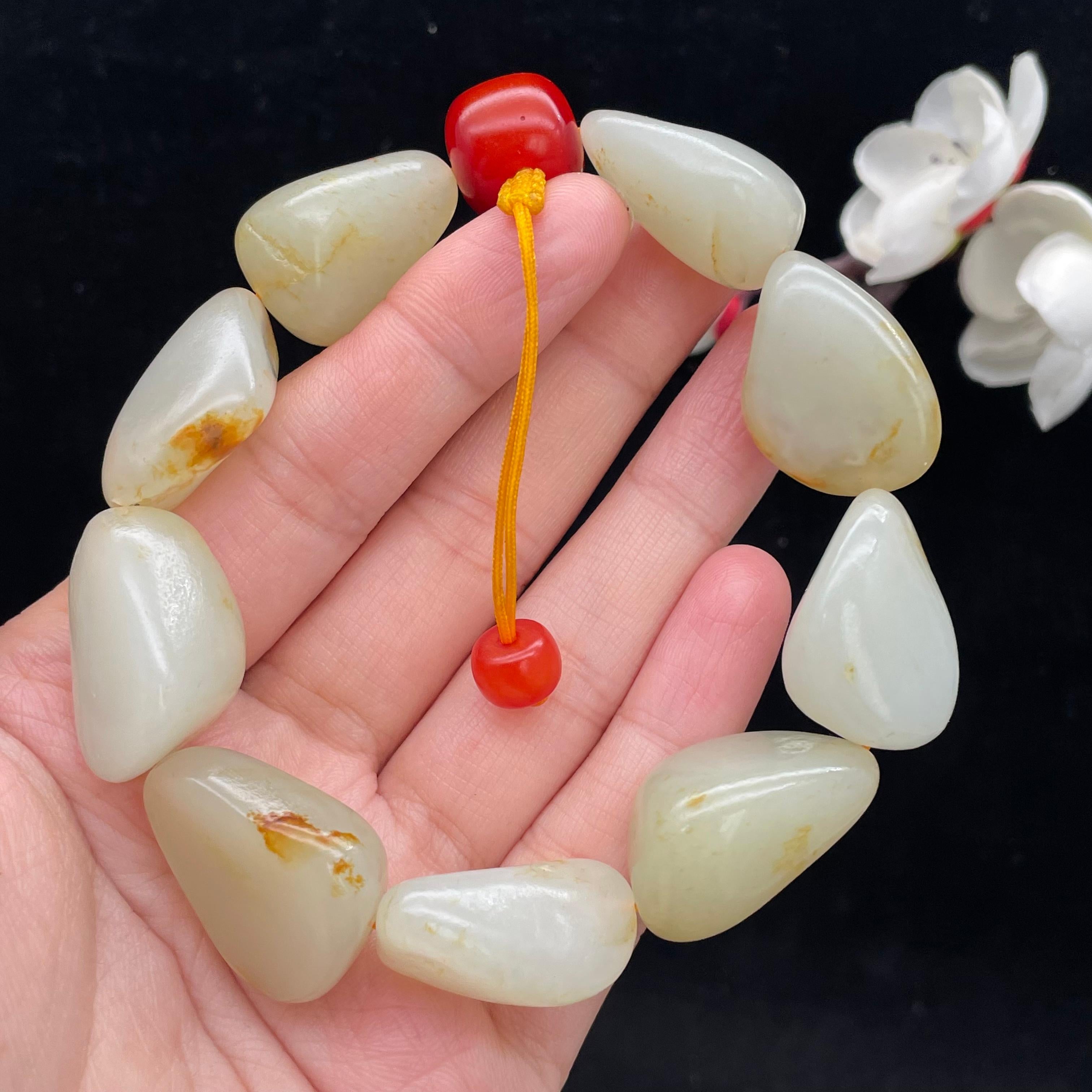 和田玉洒金皮籽料【精品手串】（78.9g）