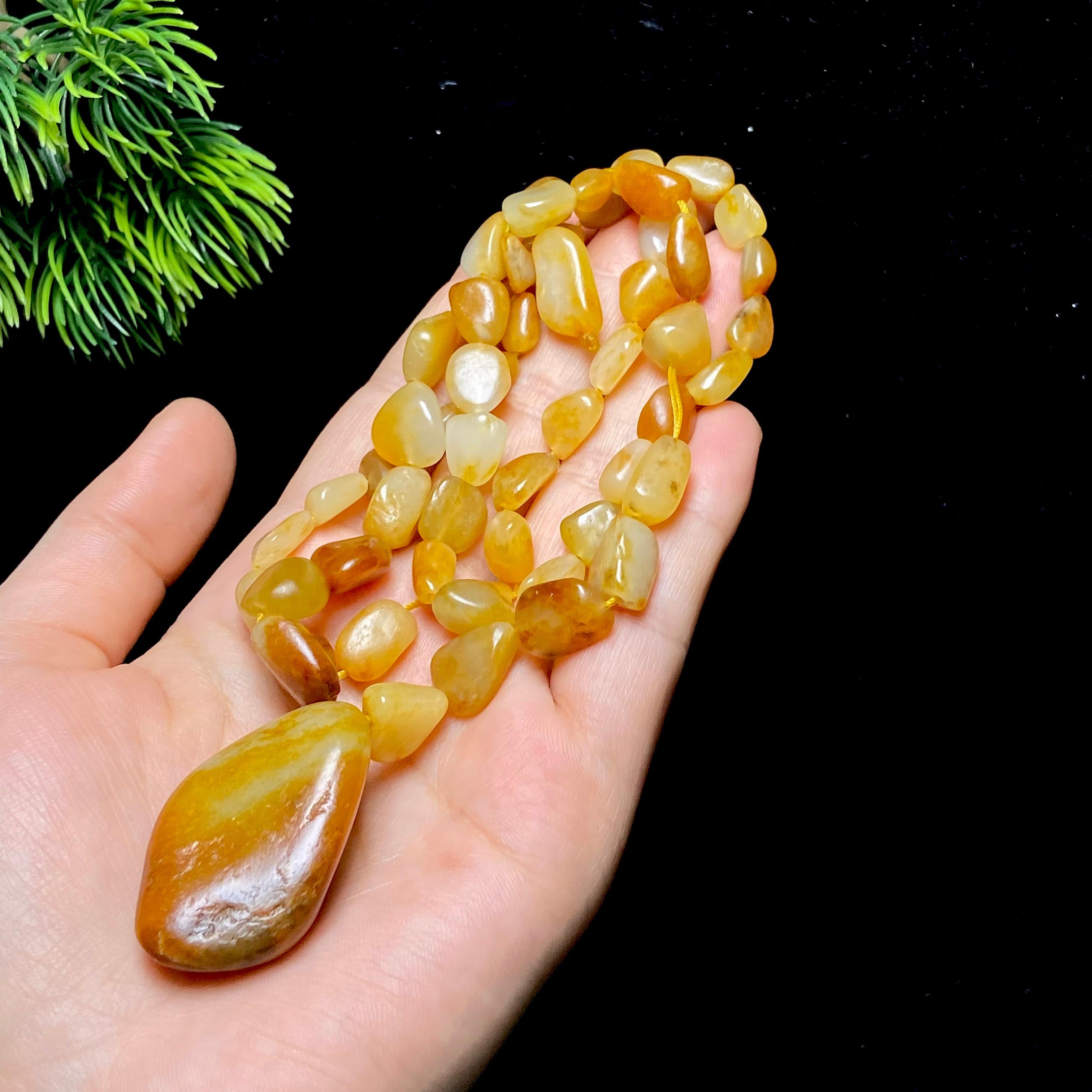 和田玉黄皮籽料项链（74.32g）