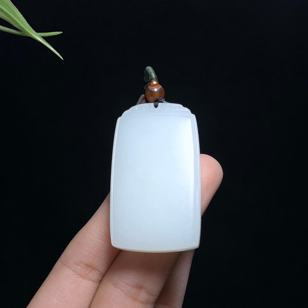 和田白玉无事牌挂件（26.0g）