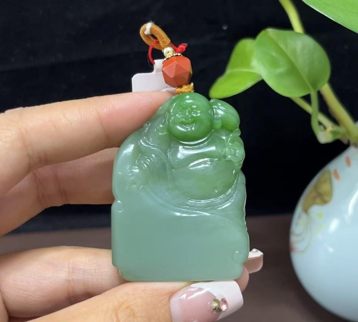 和田玉碧玉双色佛公（44.7g）
