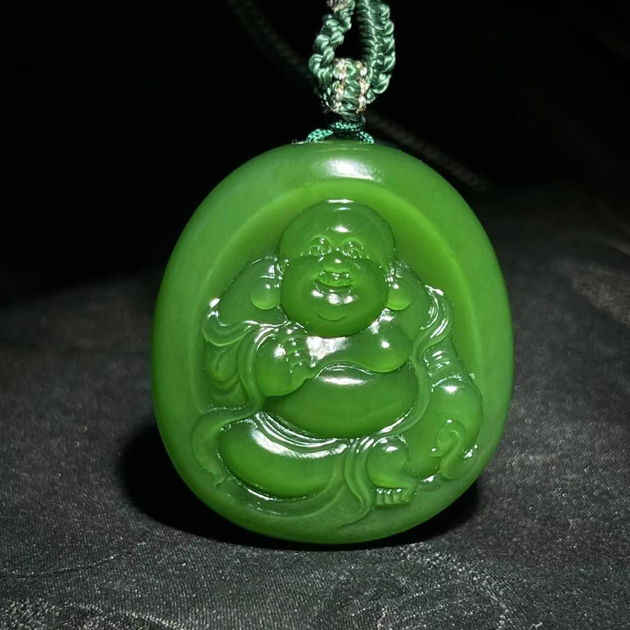 和田玉碧玉辣阳绿佛公（28.6g）