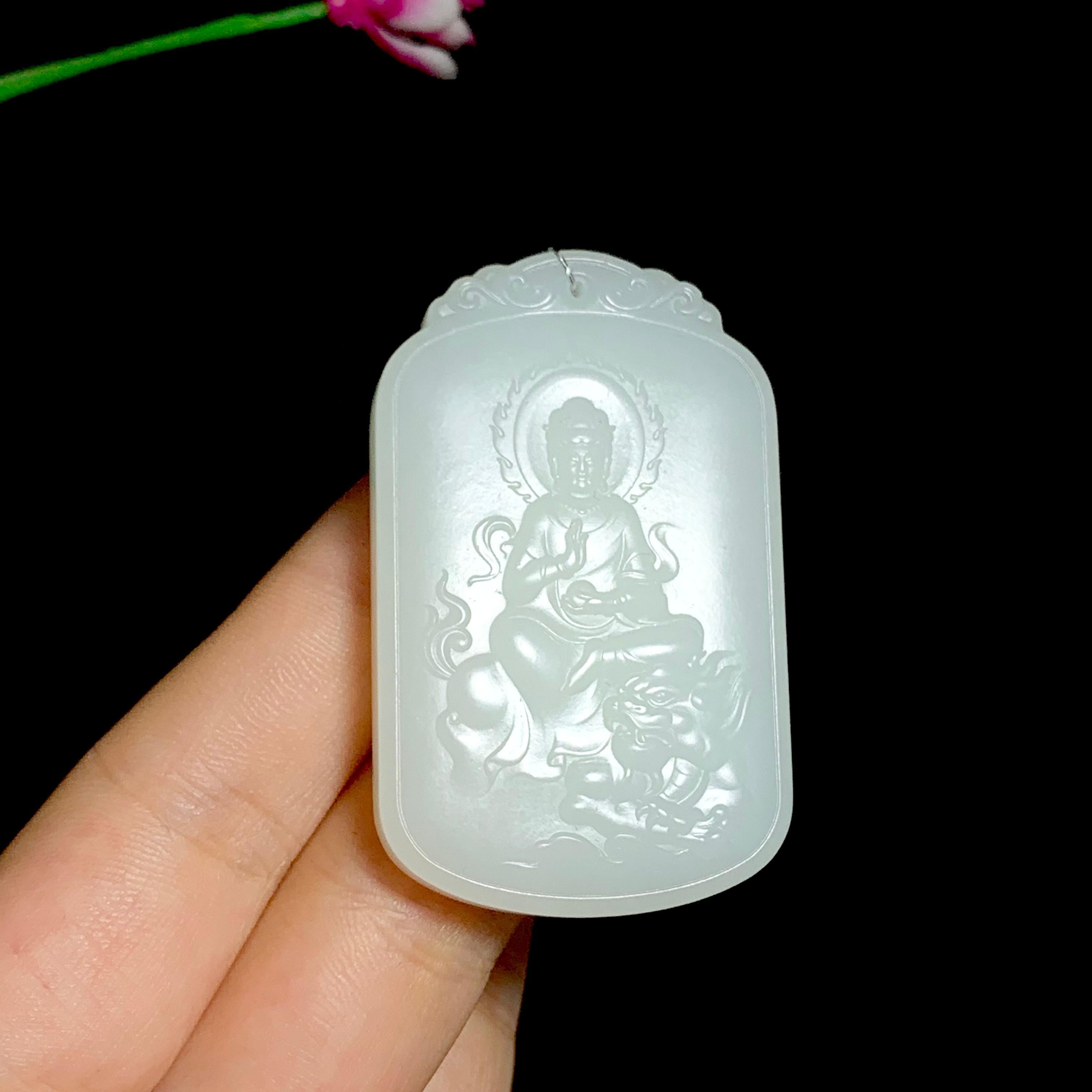和田白玉玉龙观音挂件（36.2g）
