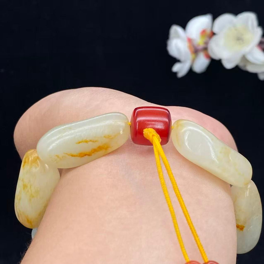 和田玉洒金皮籽料【精品手串】（65.3g）
