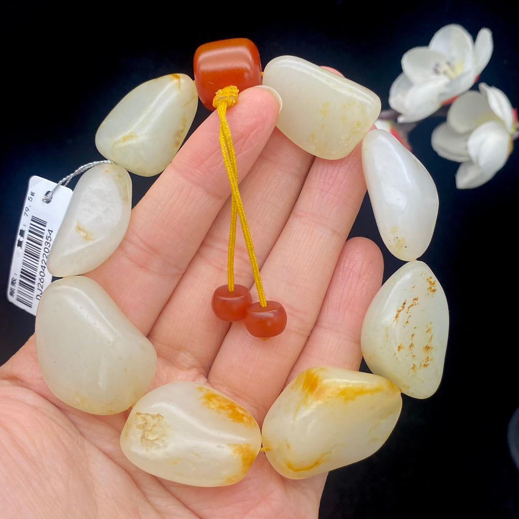 和田玉洒金皮籽料【精品手串】（79.5g）