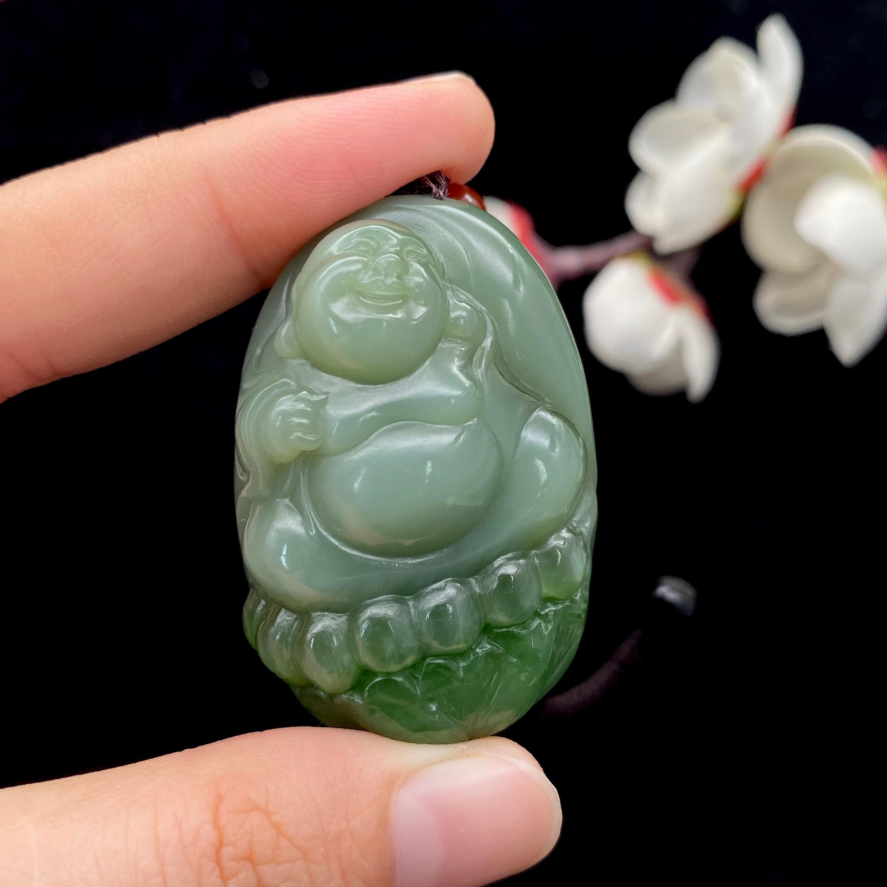 和田玉碧玉粉青【佛公】挂件（38.9g）