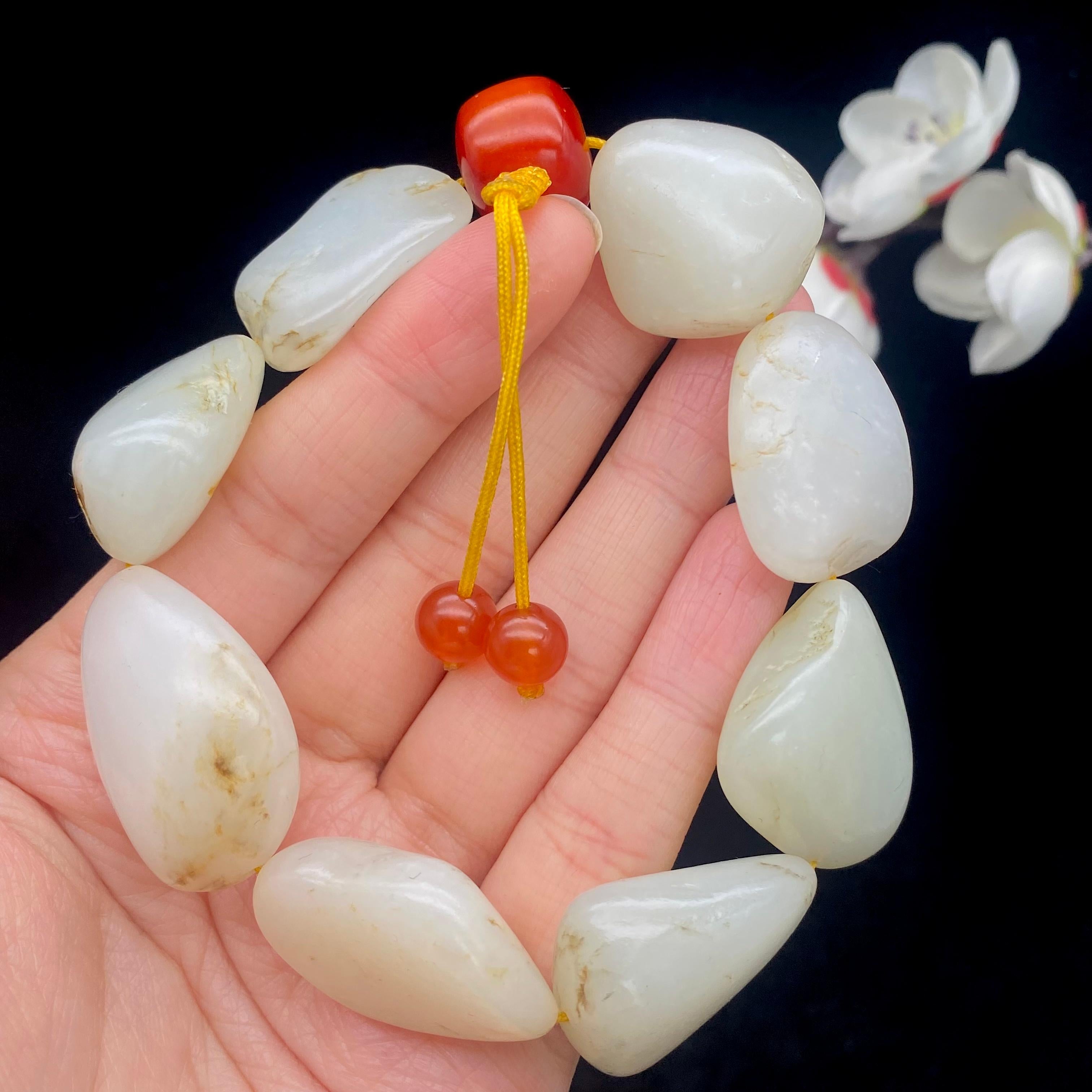和田玉洒金皮籽料【精品手串】（88.8g）