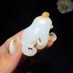 和田玉糖白挂件福寿（15.5g）