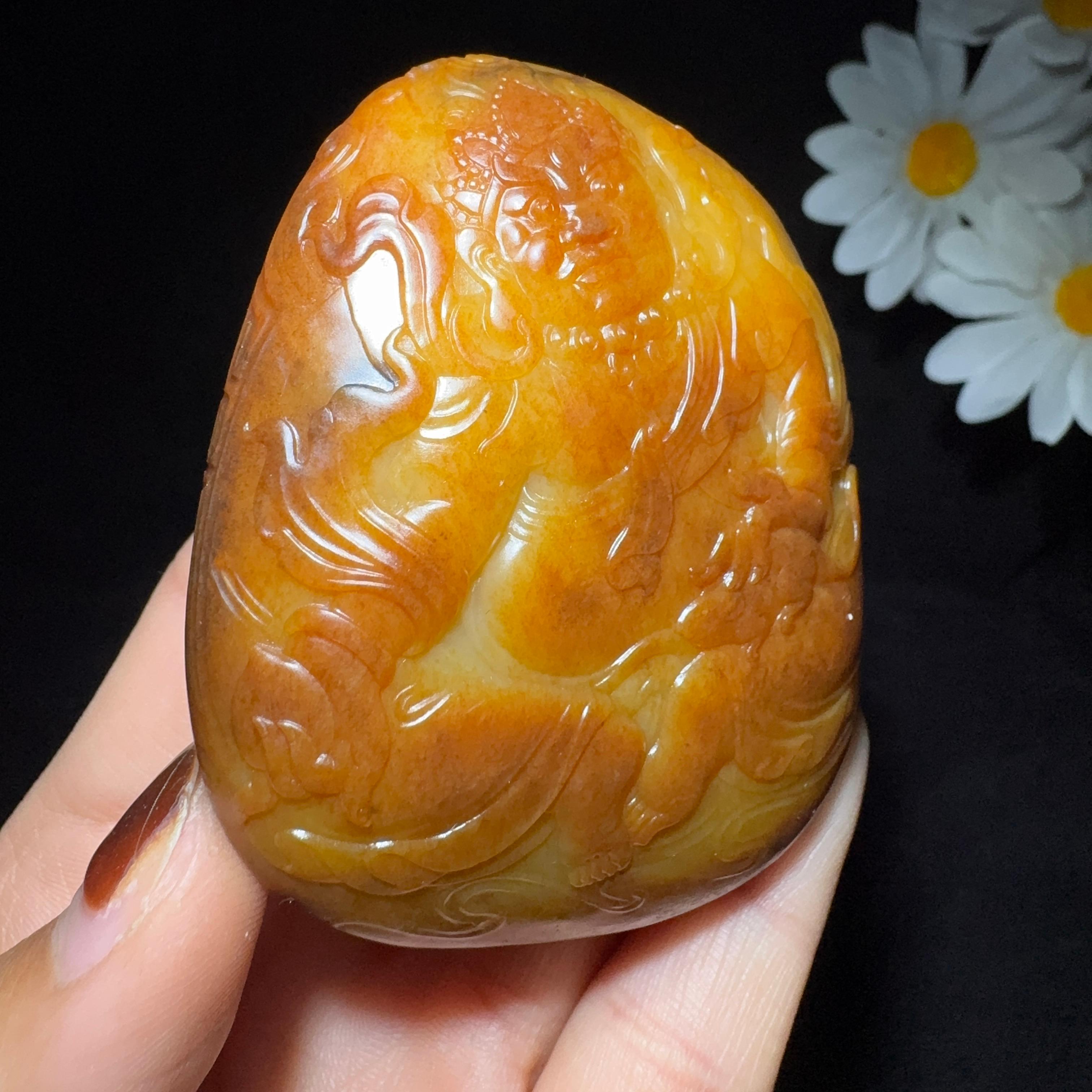 和田玉籽料收藏级手把件钟馗纳福（177.0g）