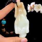 和田玉糖白【马到成功】手把件（168.7g）
