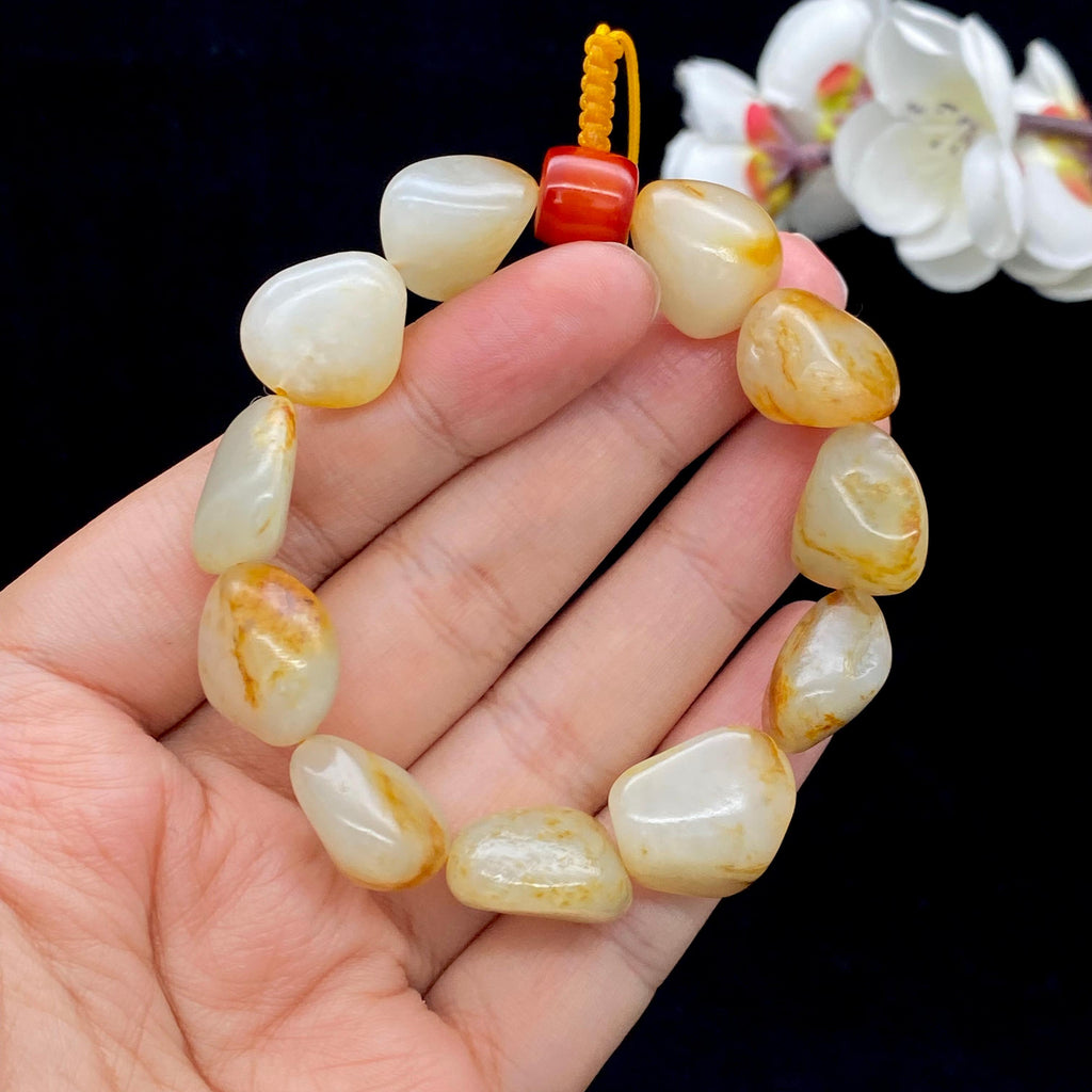 和田玉洒金皮籽料【精品手串】（40.8g）