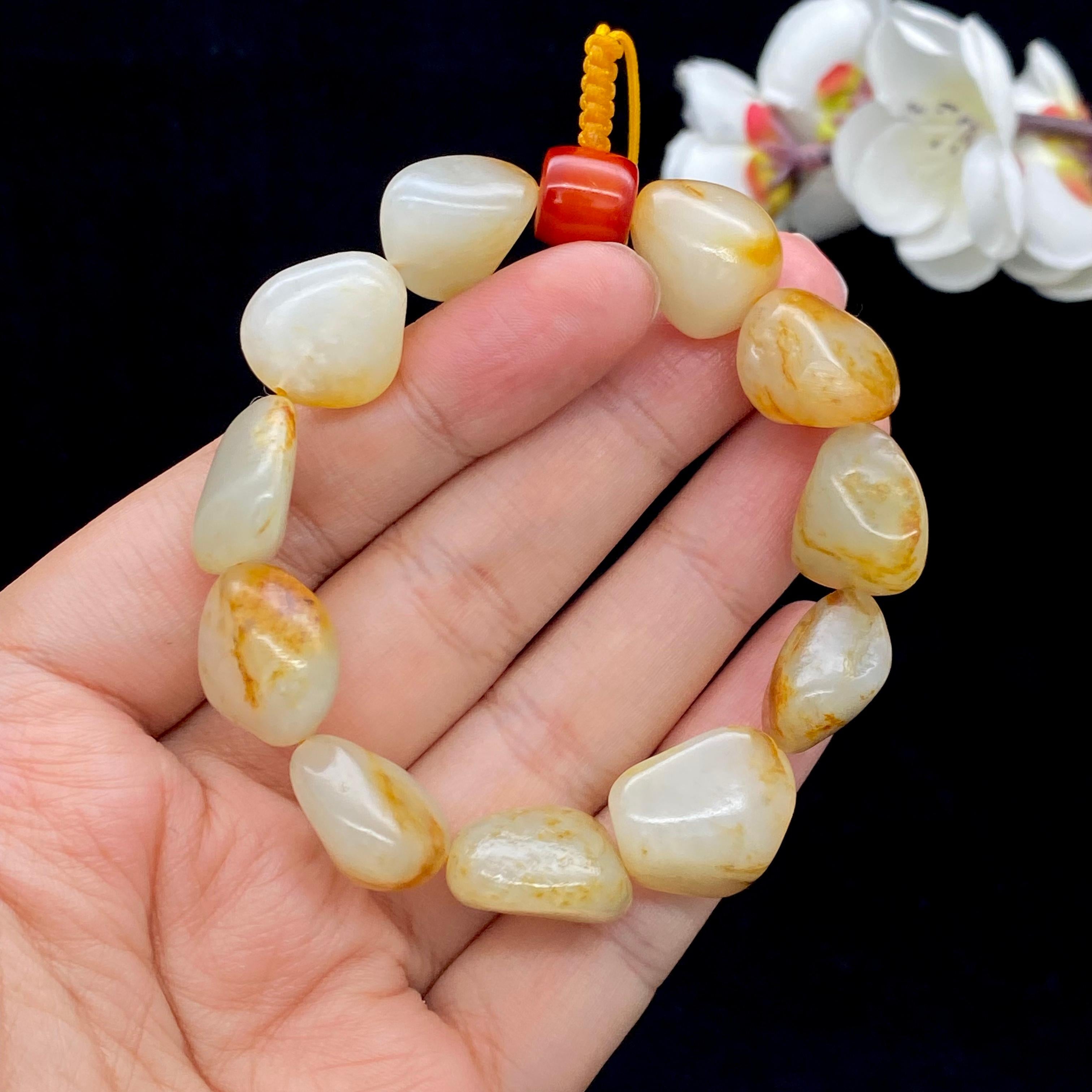 和田玉洒金皮籽料【精品手串】（40.8g）
