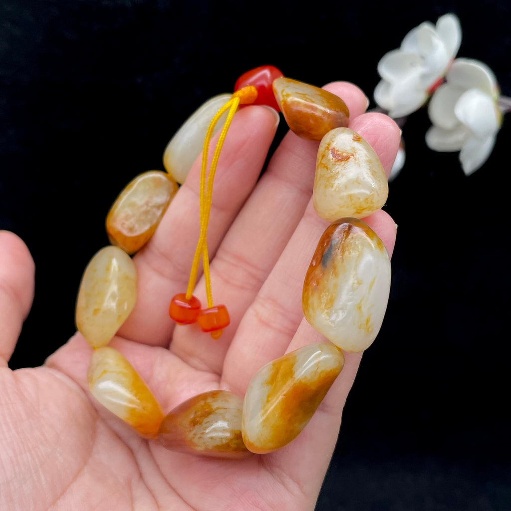 和田玉红皮籽料【精品手串】（55.2g）