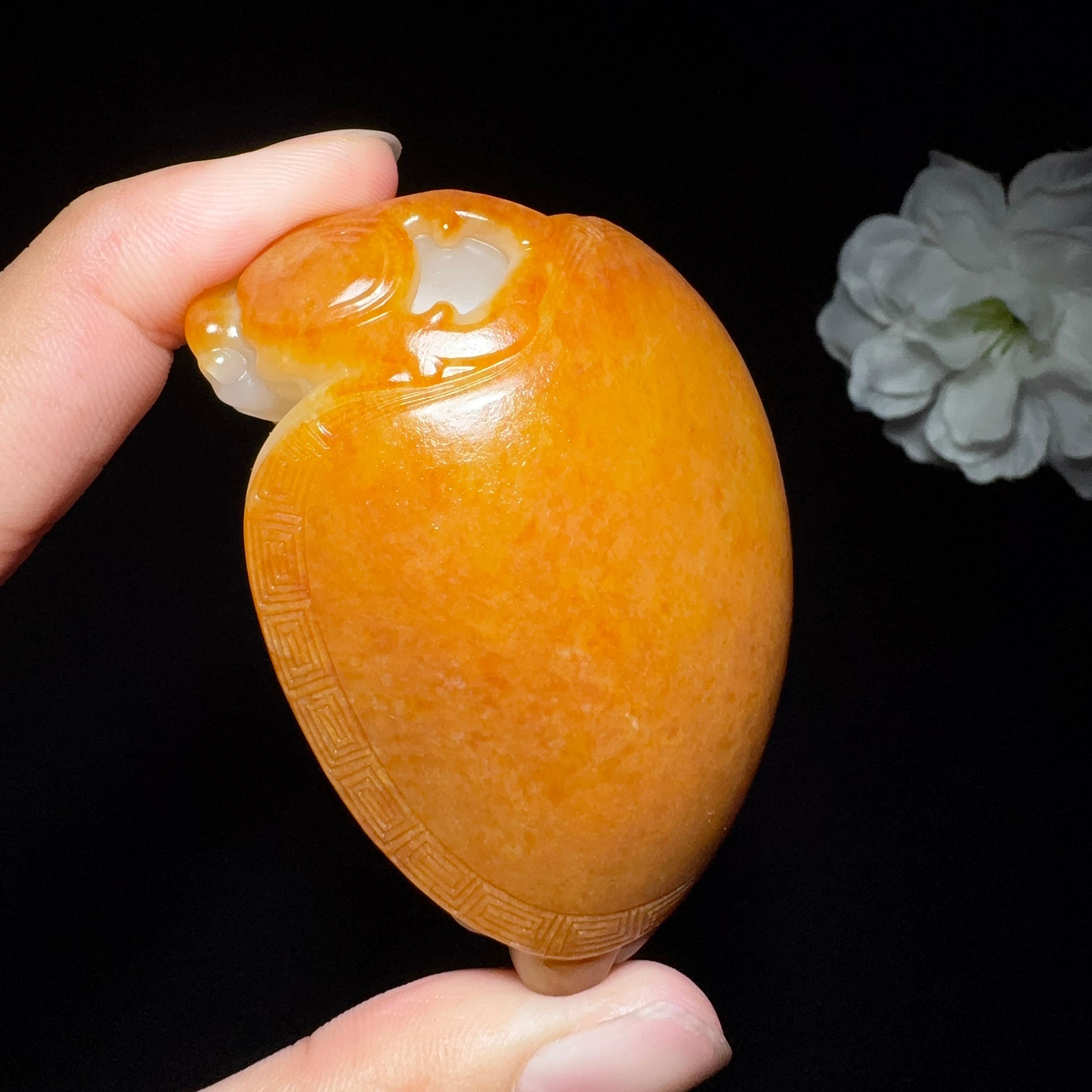 高品质和田玉籽料手把件龙龟（99.2g）