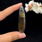 和田玉青花带洒金皮籽料手把件（56.2g）