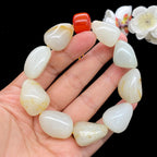 和田玉白玉带洒金皮籽料【精品手串】（96.9g）