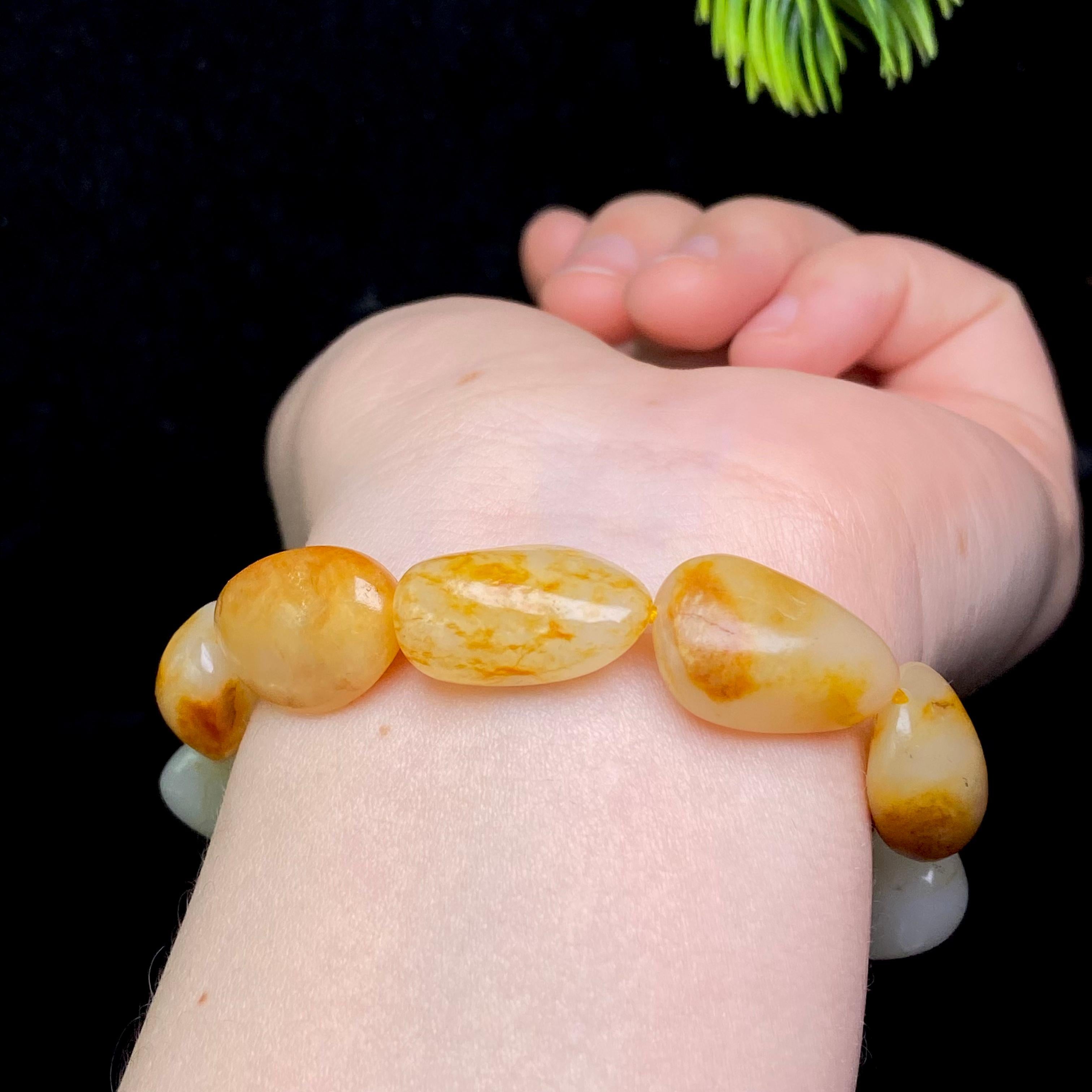 和田玉洒金皮籽料手串（36.11g）