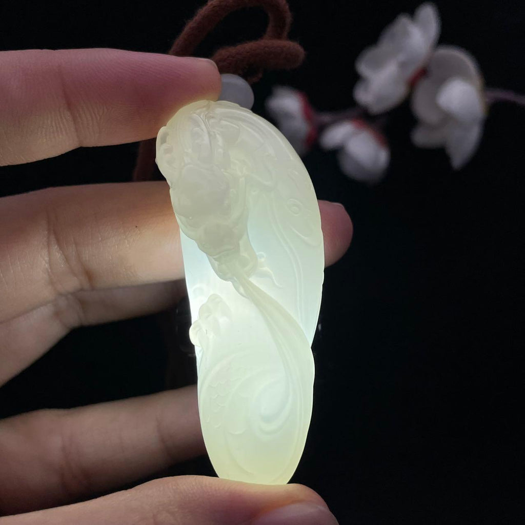 和田玉95的于田料白玉【龙】挂件（35.6g）