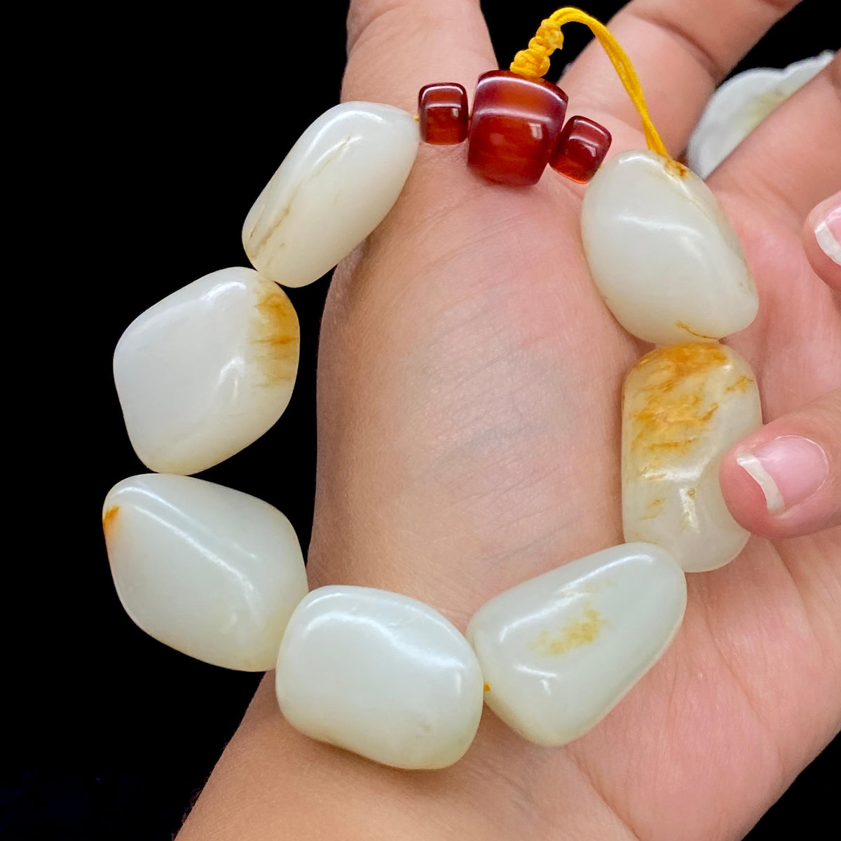 和田玉黄皮籽料【精品手串】（98g）