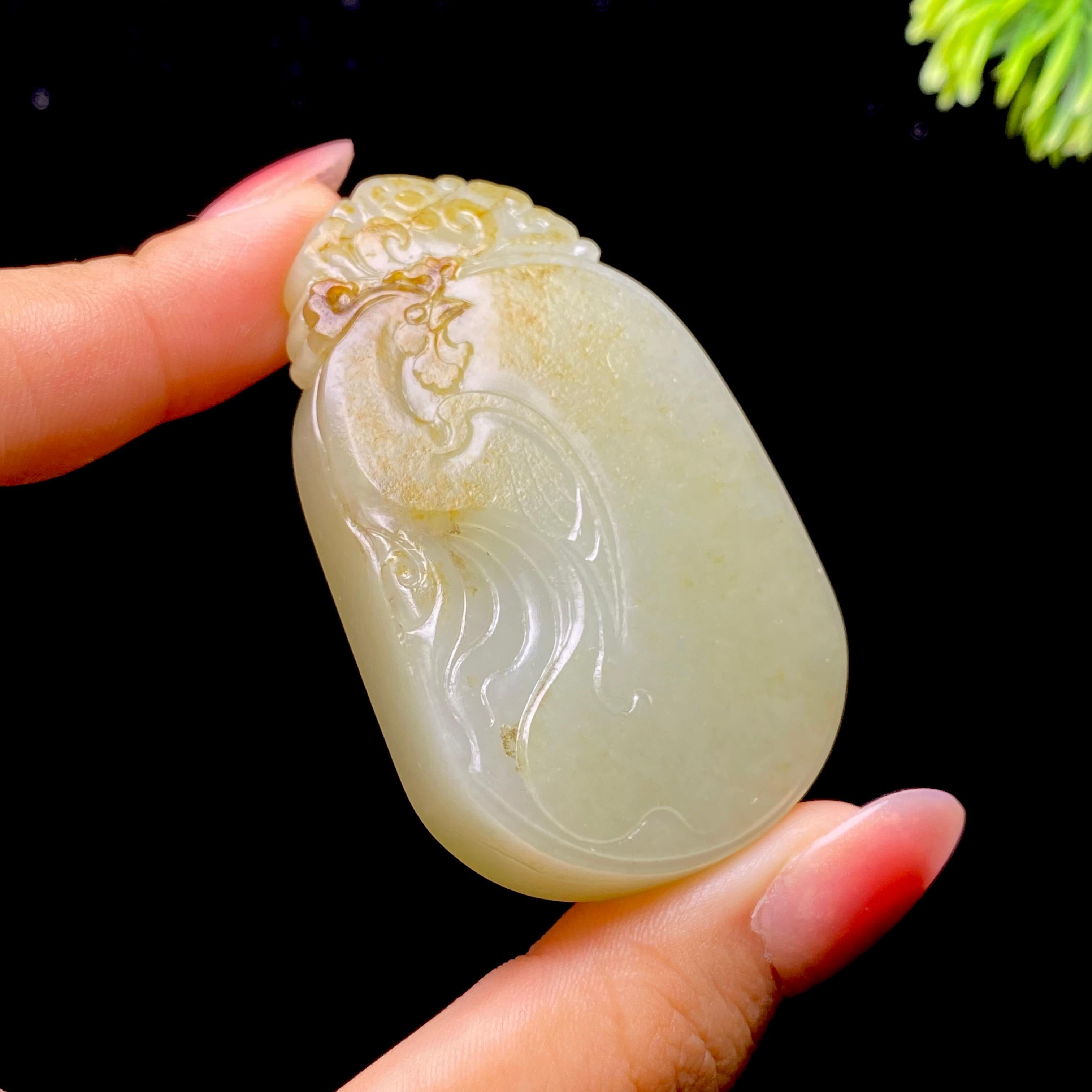 和田玉籽料凤凰无事牌（58.9g）