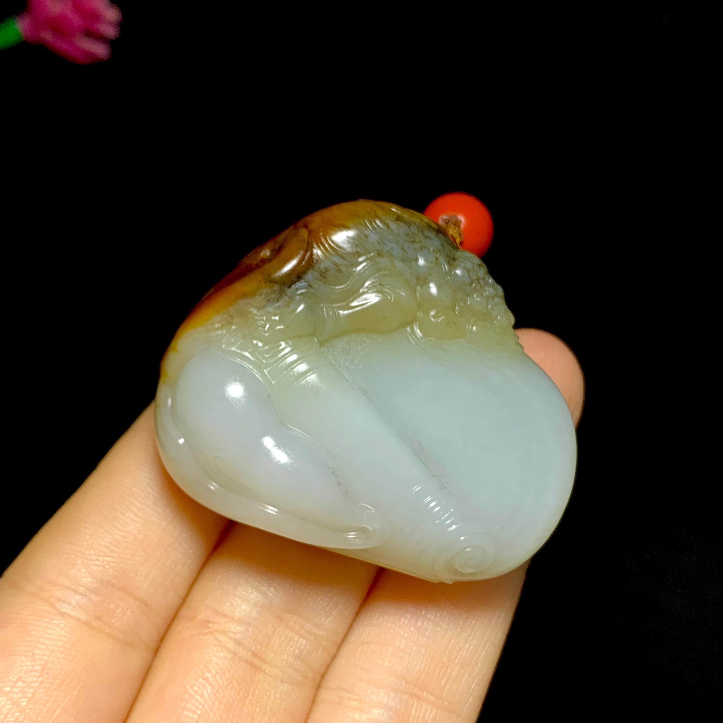 精品和田籽料沁红皮钟馗（54.8g）