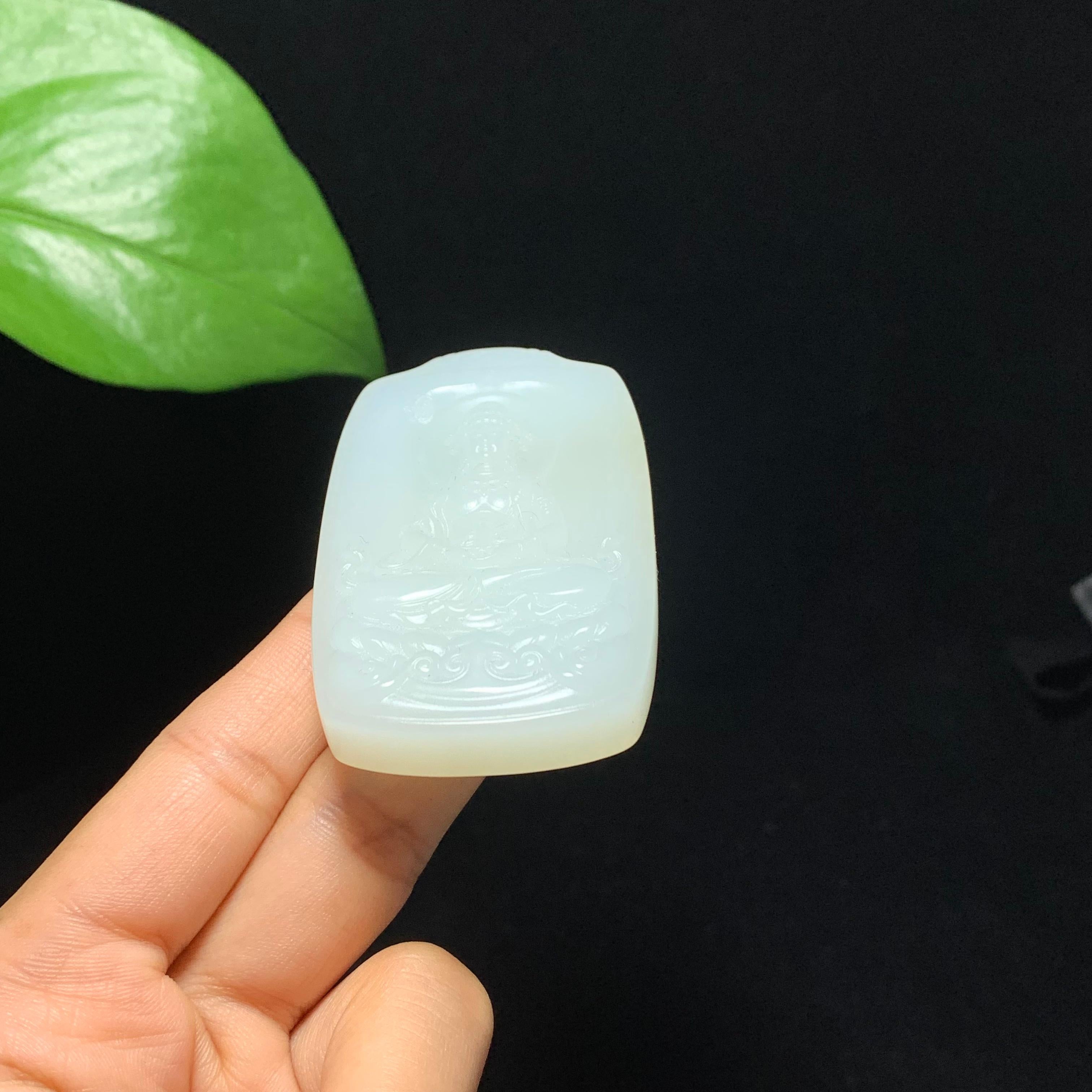 高品质和田山料羊脂白玉观音挂件（64.2g）