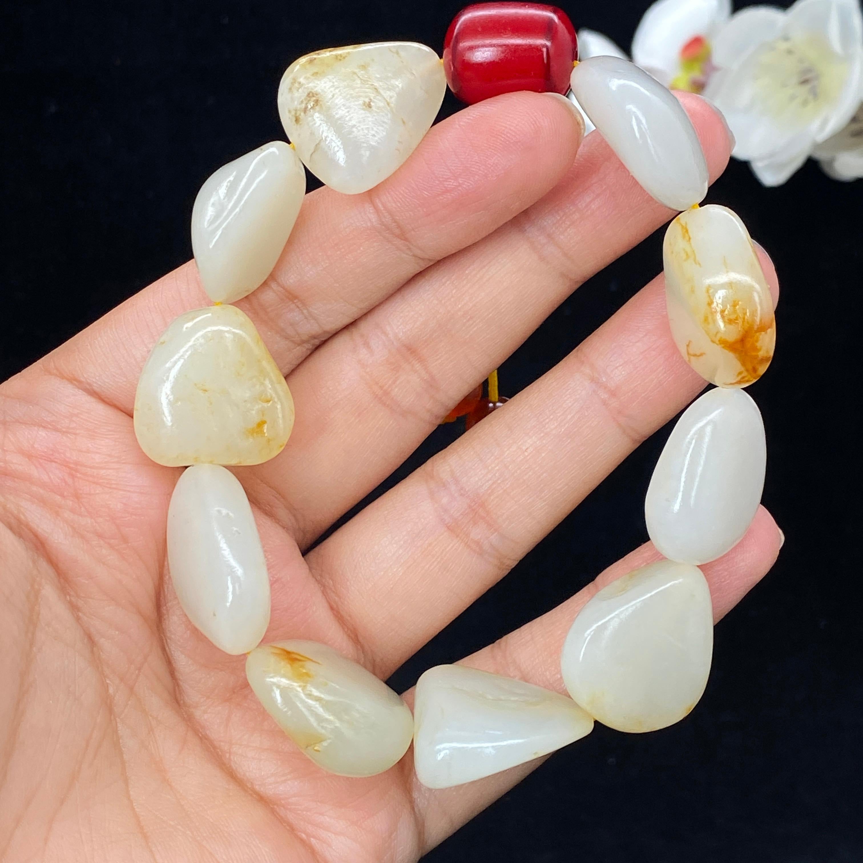和田玉洒金皮籽料【精品手串】（59.1g）